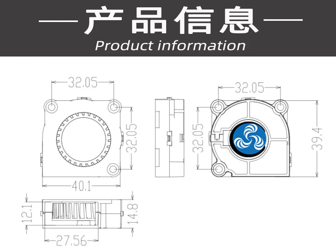 CAIZHU-FAN เครื่องเป่าเทอร์โบ24V12V5VFan 4ซม. ไฟฟ้ากระแสตรง4015พัดลมกราฟิกการ์ดพร้อมคูลเลอร์ระบายความร้อน