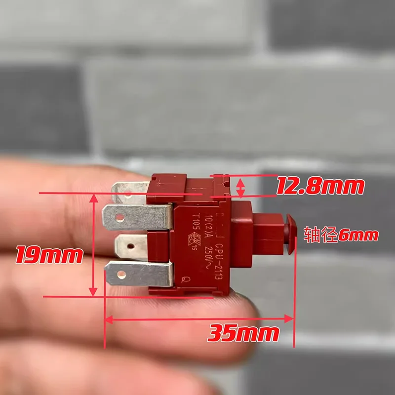 Original CPU-2113 push-button switch 2 pin self-locking button Vacuum cleaner water heater self-locking switch Power switch 10A2