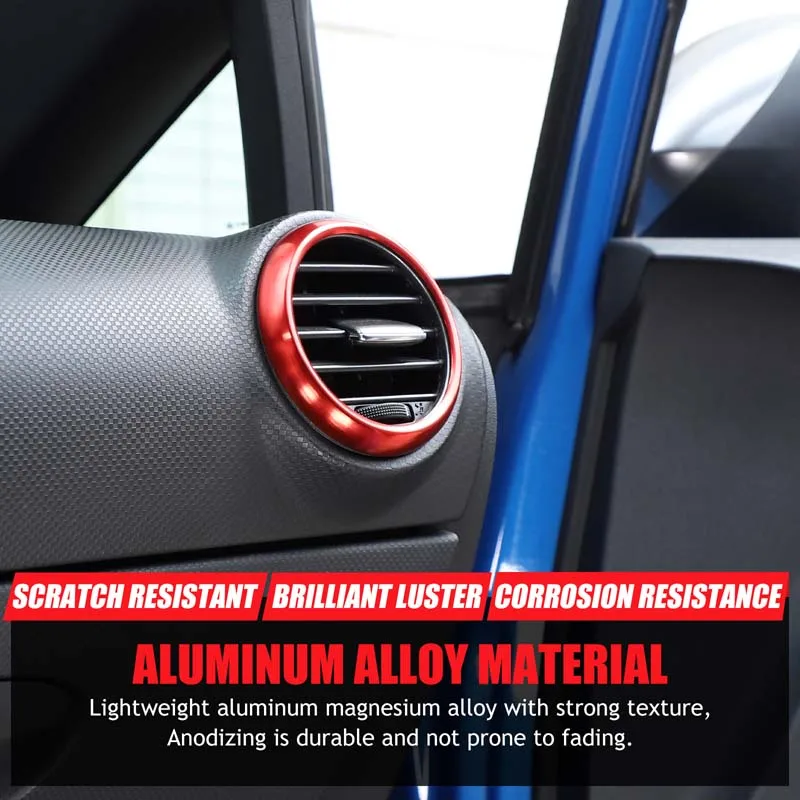 For SEAT Leon MK2 2008-2012 Aluminum Alloy Car Center Control Side Air Outlet Decorative Ring Car Interior Accessories
