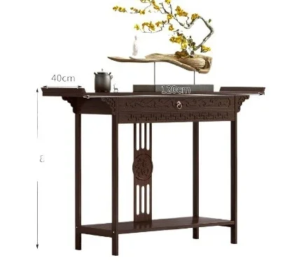 New Chinese-style entrance  , incense table  , antique strips and strips against the wall