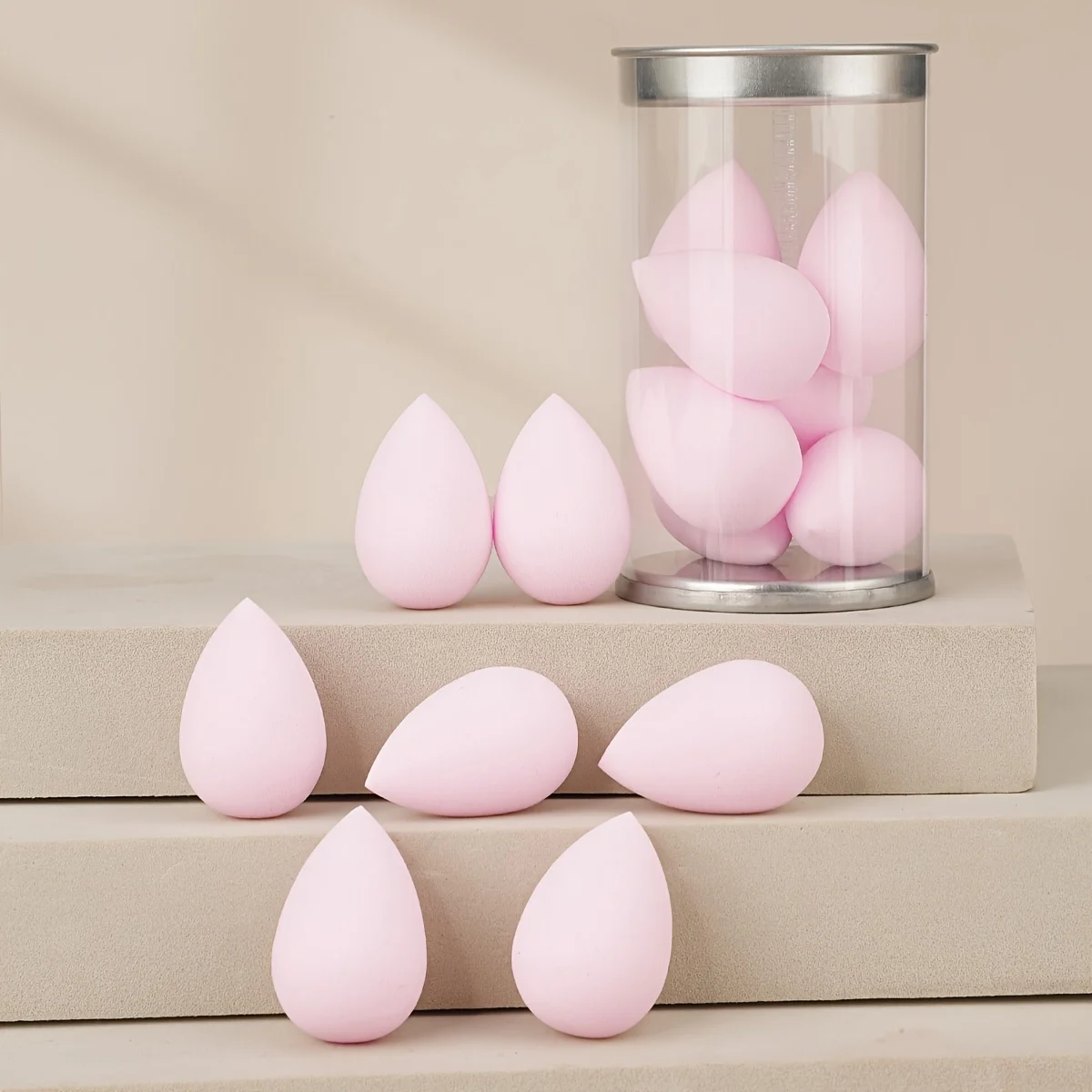 طقم إسفنجة مكياج صغيرة مكون من 7 قطع على شكل بيضة لكريم الأساس/الآلة الكونسيلر/المسحوق |   خلاطات رطبة وجافة بحجم مناسب للسفر، خالية من اللاتكس ولا تسبب الحساسية