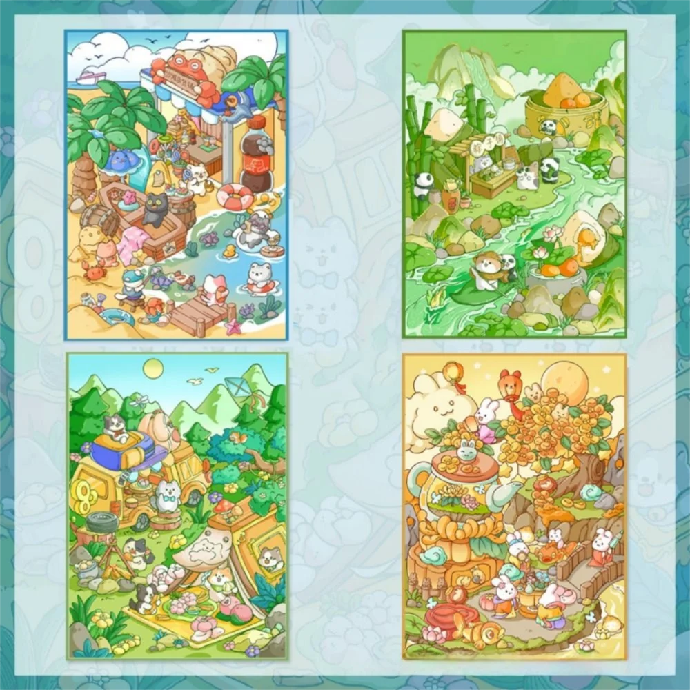 Multicolor 3D Micro Landscape Sticker Cartoon PET Stacked Stickers Postcard Decompression DIY Accessories
