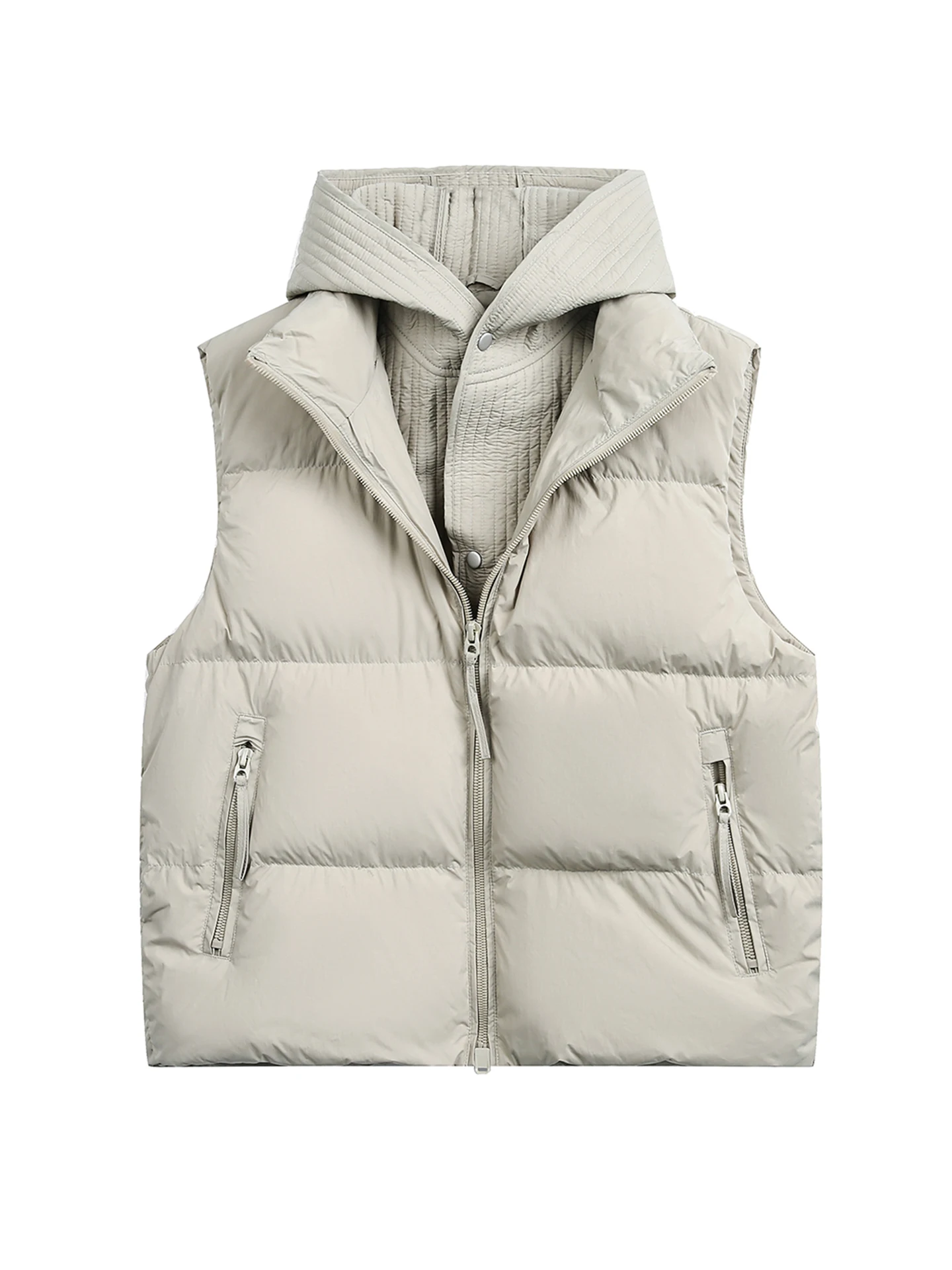 

Американский ретро-жилет с капюшоном, утепленный пухом (90% пуха), для пар, молодежный, модный, из полиэфирного волокна, стандартный крой, на молнии