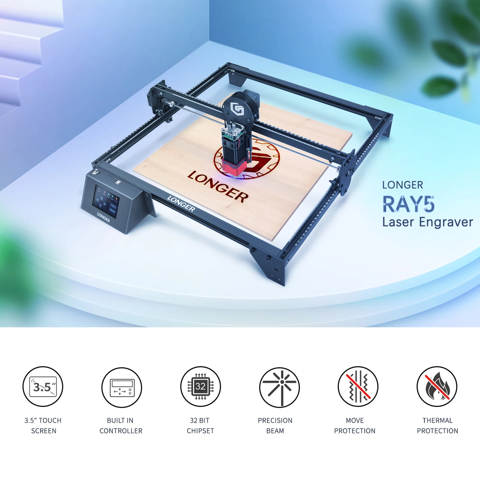 LONGER RAY5 5W  Laser Engraver Eye Protection 400x400mm Carving Area Ultrafine Laser Spot Eye Protection Compatible with Lase