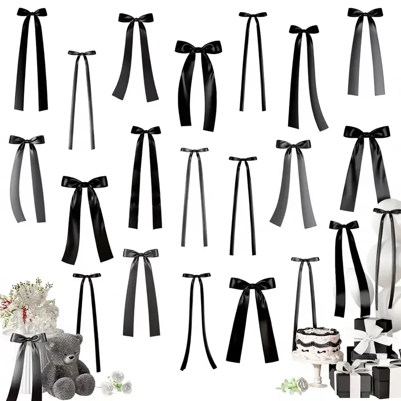 for 40 Pack Black Bow Ribbon Wall Decoration DIY Bows  Birthdays Bridal Showers Wedding Parties Coquettish Style Chinese