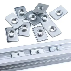 10Pcs M3 M4 M5 T Nuts Zinc Plated Tee Nuts Flat Spacer for V-Slot T-Slot Aluminum Extrusion Profile Rails 3D Printer Parts