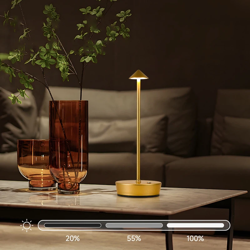 Minimal Cordless Table Lamp USB Rechargeable Tricolored Desk Lamp Elegant Slim Lighting Unique Portable Dimmable Reading Lamp