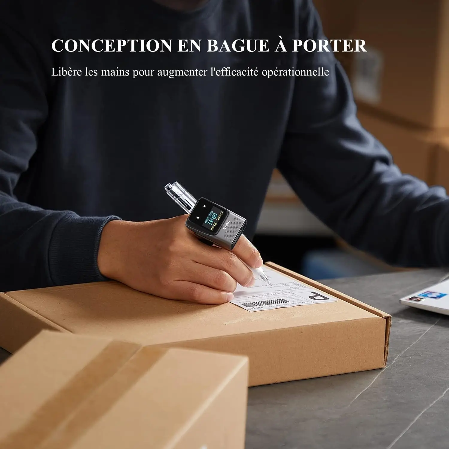 Eyoyo Wearable 1D Barcode Scanner LED Display Mini Finger Bar Code Reader Inventory Left&Right-Handed Use Fast&Accurate Scanning