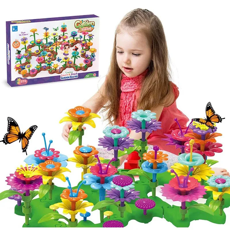 191pcs  DIY Children Garden Building Blocks Flower Toys Kids Building Blocks Playset Creative Growing Floral Building Block Toys