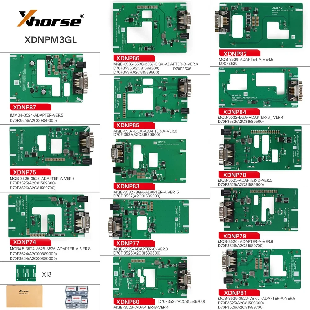 Xhorse MQB48 For VVDI PROG and Key Tool Plus Pad No Disassembly No Soldering 13 Full Set Adapters XDNPM3GL