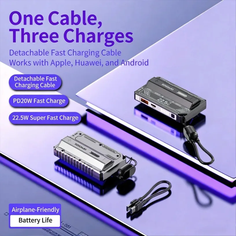 

5000mAh Battery Charger Case DIY Power Bank Box PD 20W Fast Charging Portable Battery Charge Storage Box Charger without Battery