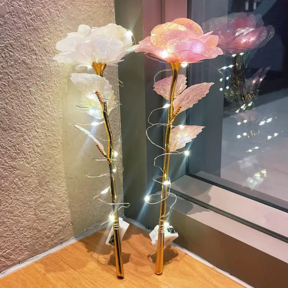Valentine's Day Colorful String Lights Artificial Rose Flower Forever Rainbow Rose Gifts Mother's Day  Birthday Wedding Decor