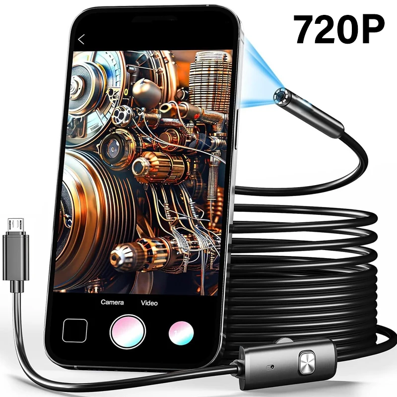 7MM Endoscope For Cars USB Borescope Inspection Camera Waterproof Industrial Endoscope For Android Phone PC Snake Camera