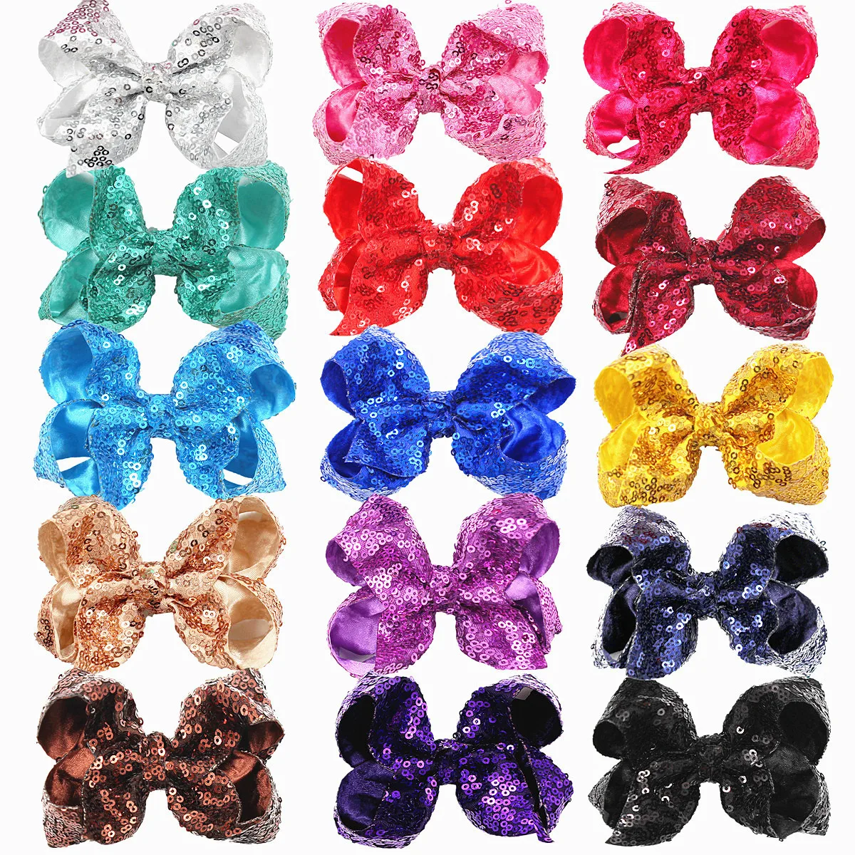 4 INCH Red Hair Bow With Clip Solid Sequin Bowknot Accessories Hair Clip For Girls Barrettes Hairpin Fashion Jewelry Gift