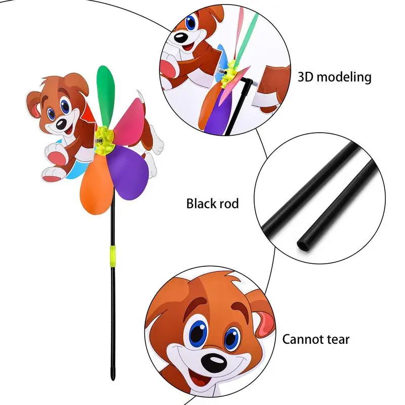 정원 바람개비 만화 동물 소용돌이 바람 스피너 풍차 장난감, 장식 말뚝, 야외 원예, 기발한 어린이 선물