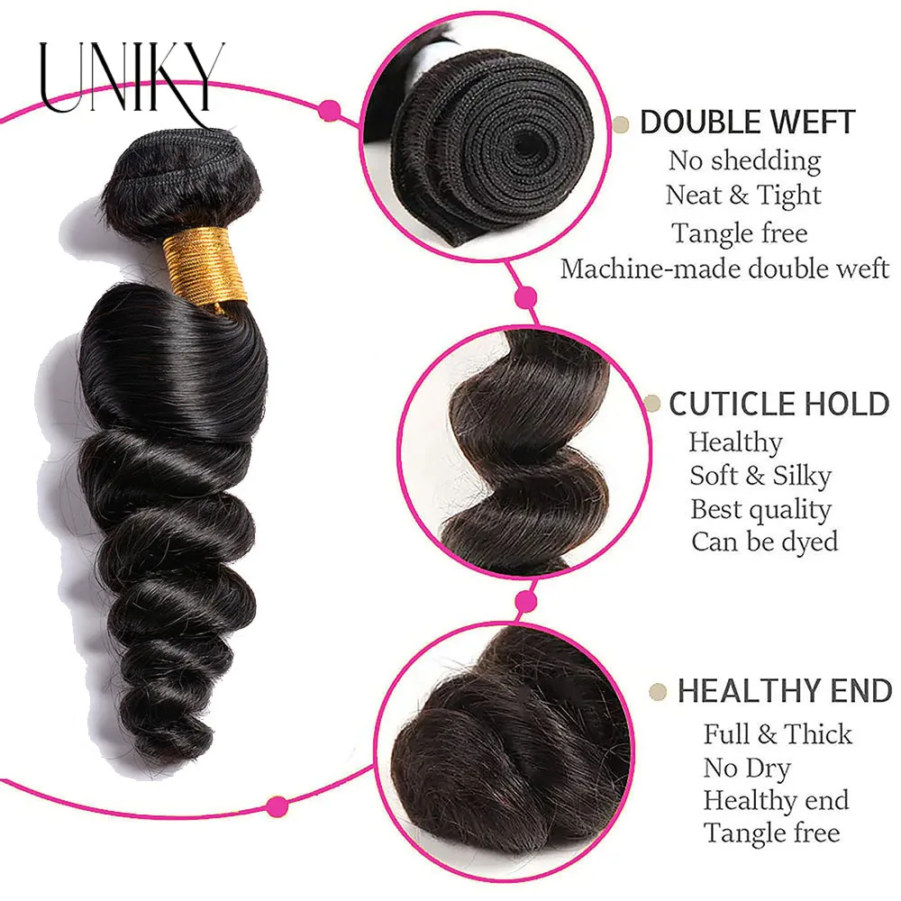 Loose Wave 4 Bundles with Closure Brazilian Virgin Human Hair Bundles Wet and Wavy Human Hair bundles with 4×4 Free Part Closure