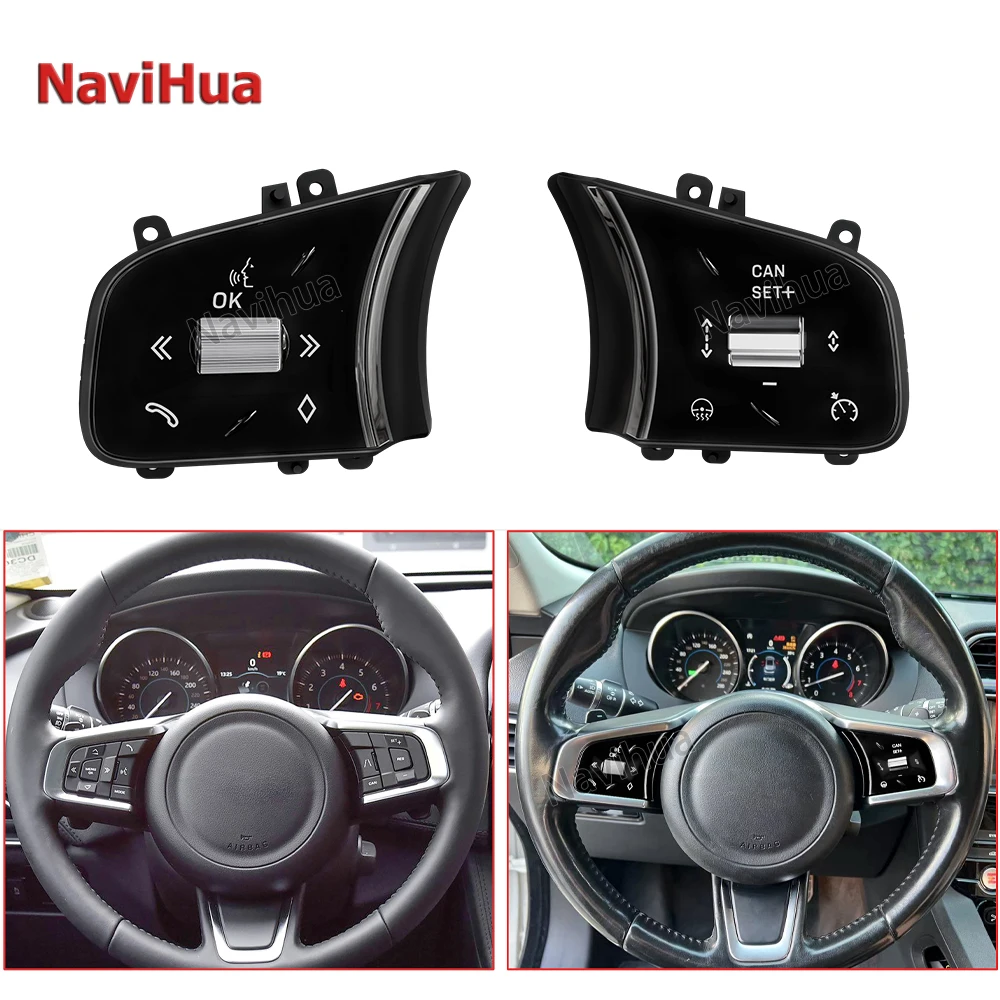 Navihua New Car Steering Wheel Multi-Function Switch Buttons for Jaguar XE XF F-PACE Steering Wheel Remote Controller Upgrade