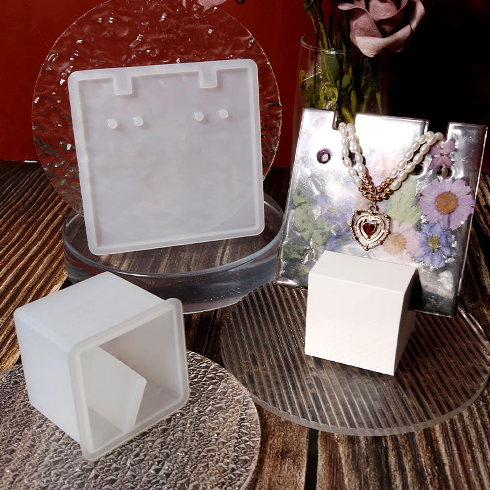 

Crystal Epoxy Resin Molds Silicone Mold for Earring Rack Jewelry St DIY Craft Non Sticky Reusable Flexible Decorative Storage