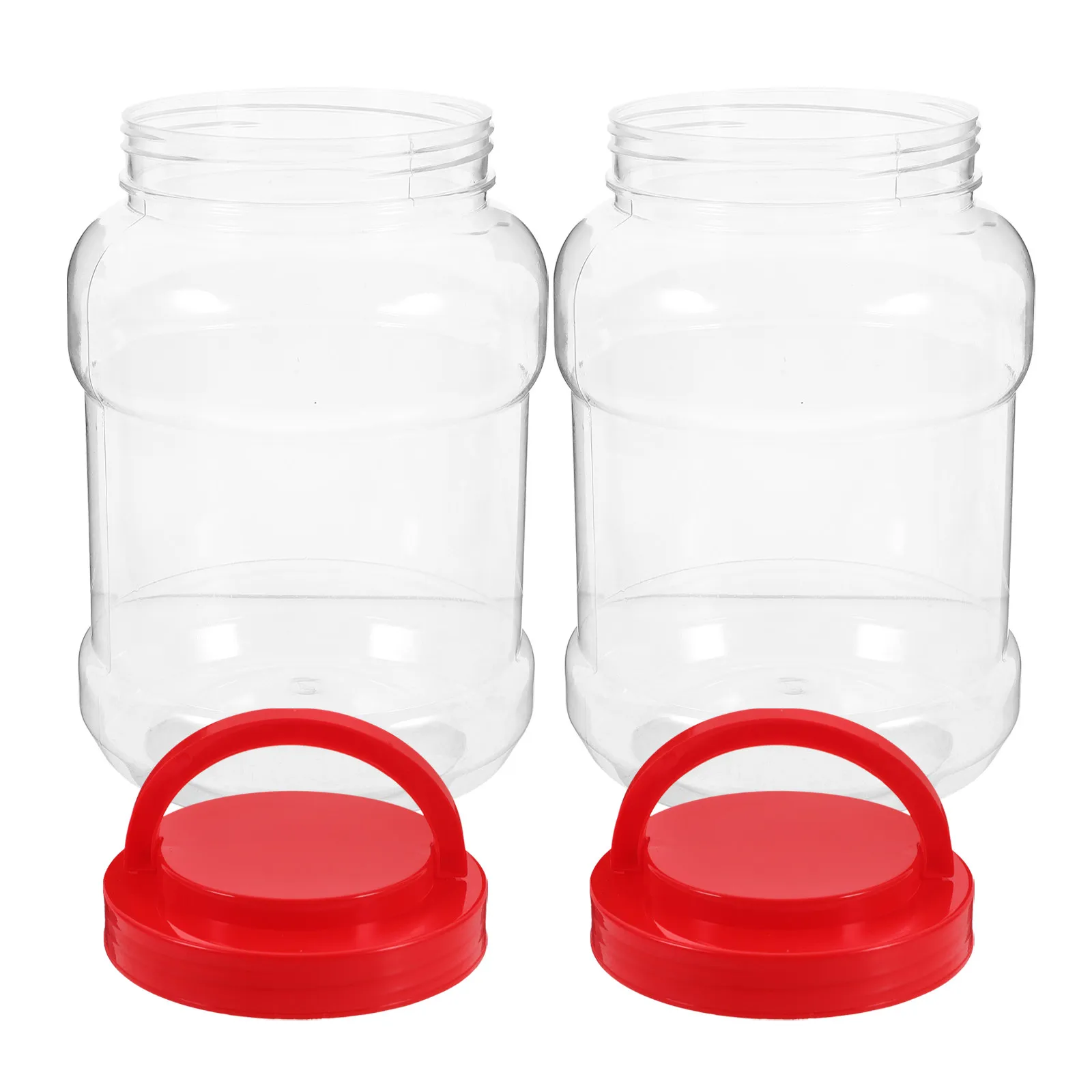 2Pcs Fresh Keeping Food Grade Plastic Storage Jars Clear Airtight Canisters for Pantry Tea Coffee Snacks Grains Organization