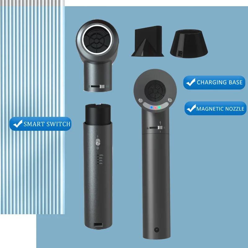 Asciugacapelli portatile wireless con interruttore del vento caldo e freddo Batteria ricaricabile Caricatore USB per attrezzature per animali domestici da viaggio a casa