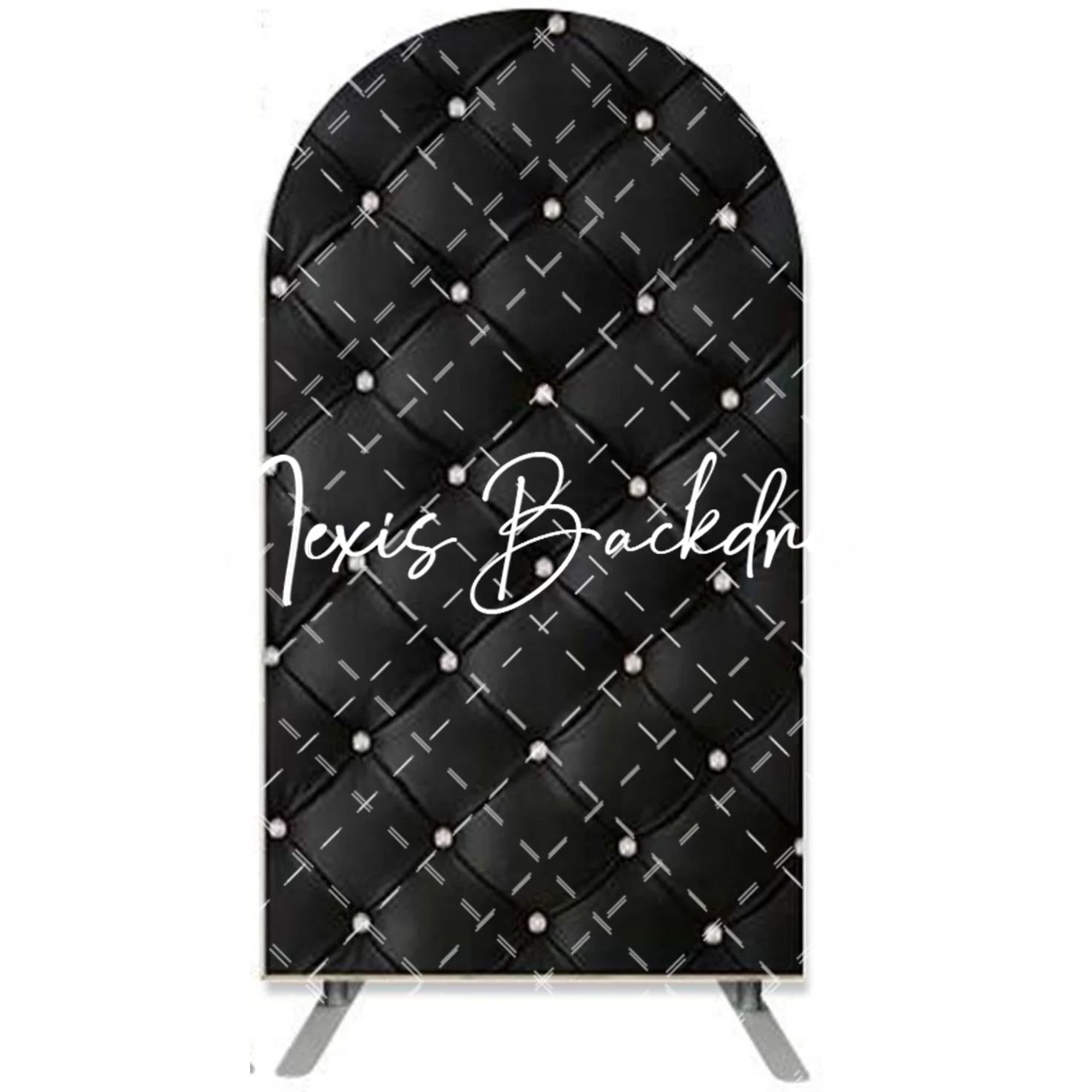 Schwarze Sofa Textur Diamanten 2-seitige Bogen Hintergrund Party Dekoration Abdeckung Chiara Baby Dusche Hintergrund Geburtstag Silber Banner