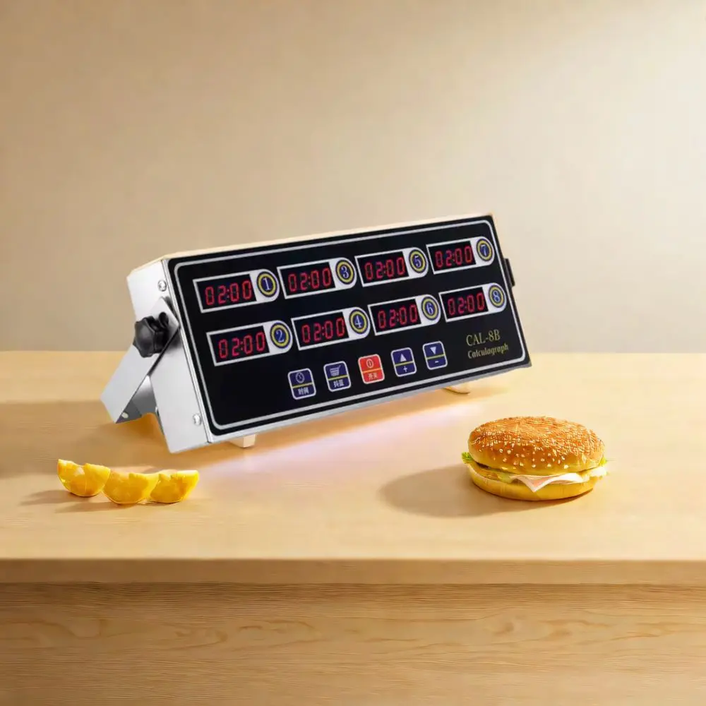 4/6/8 Channels Commercial Kitchen Timer US/EU Plug 4/6/8 Channel Fried Chicken Timer Power-saving Rectangular Cooking Reminder