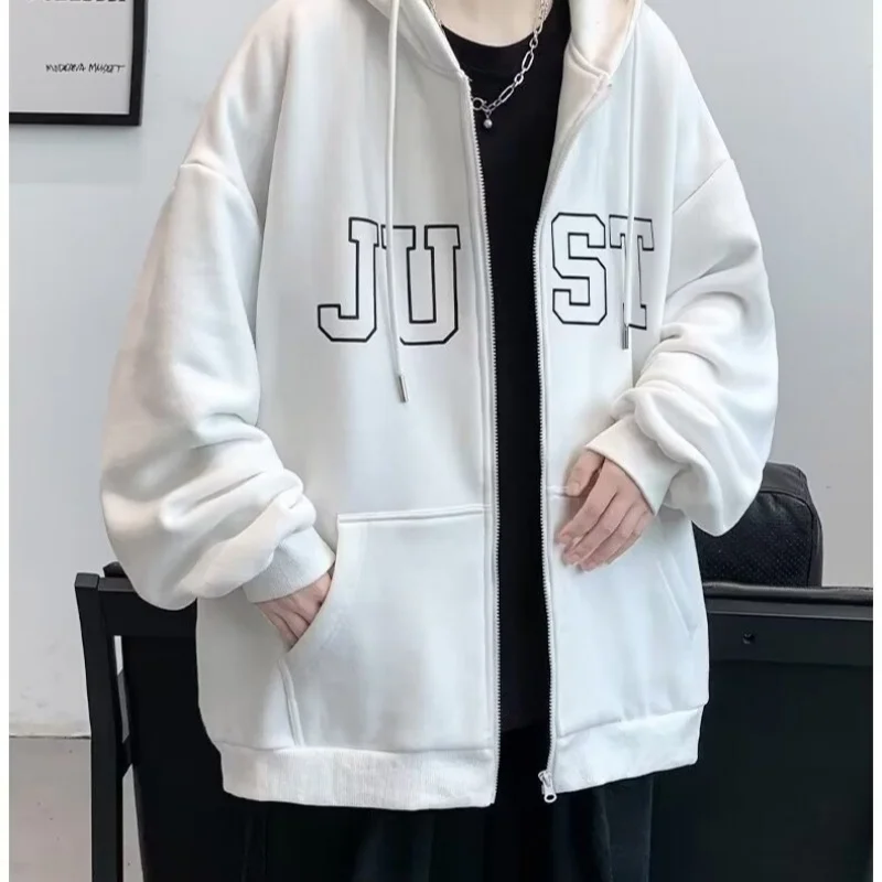 Cardigan hooded sweatshirt jacket for boys, autumn new style, loose and trendy zipper hoodie top jacket