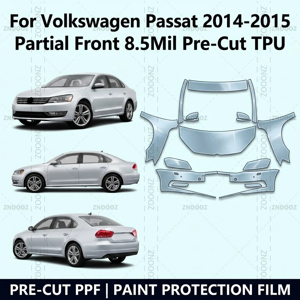 For Volkswagen Passat 2014-2015 Partial Front 8.5Mil Pre-Cut TPU Paint Protection Film Kit, Self Healing Anti Yellowing