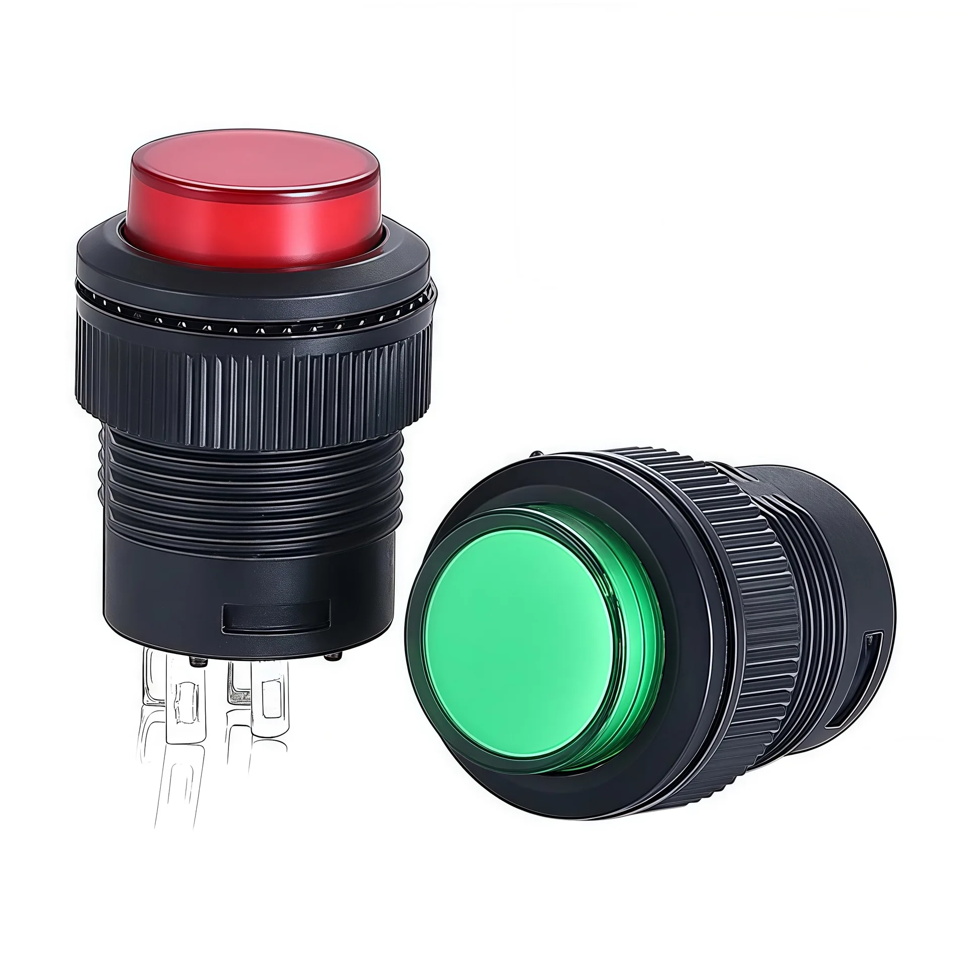 R16-503A / R16-503B / R16-503AD / R16-503BD Latching Power Push Button Switch | Illuminated & Non-Illuminated Types