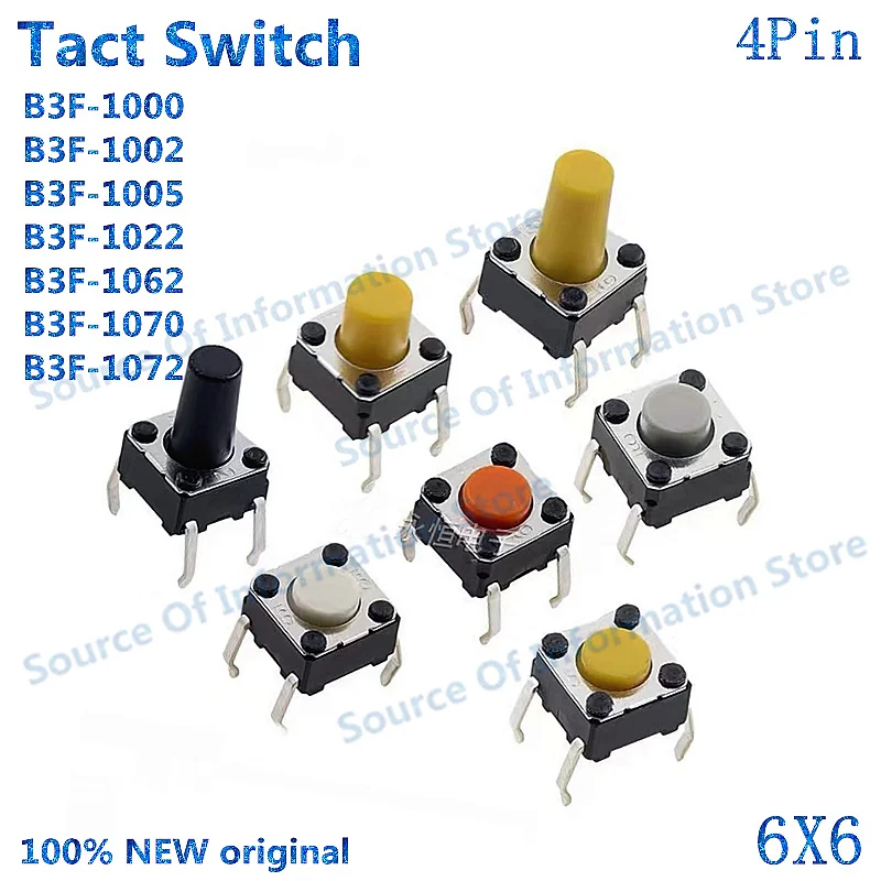 100PCS Microswitch B3F-1002/1022/1005/1072/1000/1062 Micro Tactile Switch Size 6x6 100% New original