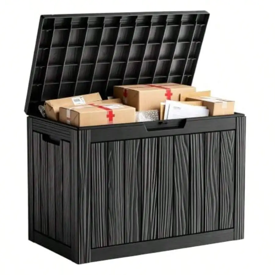 50Gal Outdoor Storage Box Anti-Theft Delivery Box Lockable Deck Box Heavy-Duty UV And Weatherproof Resin For Secure Parcel Drop,