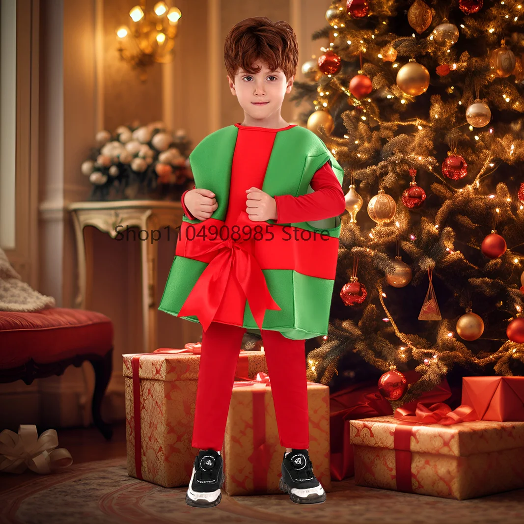 

Christmas Gift Box Costumes Fun Cute Christmas Cosplay Props Party Dress Up Stage Show Clothing for Kids Role Play Surprise Gift