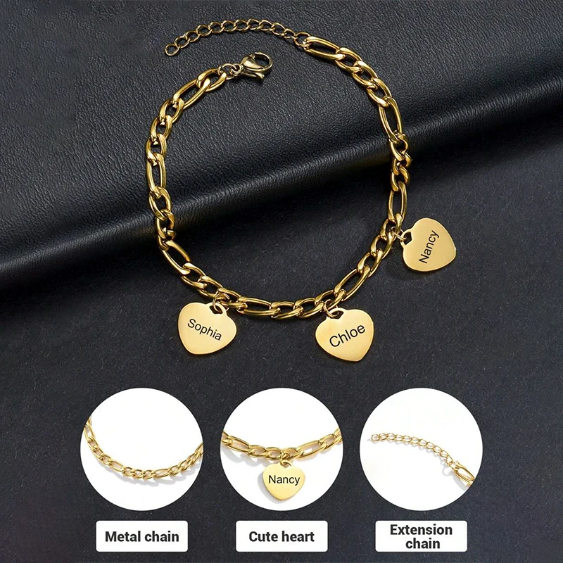 Customized Name Bar Engraved Bracelet Personalized Stainless Steel ID Bracelets Handmade Friendship Couples Birthday Jewelry