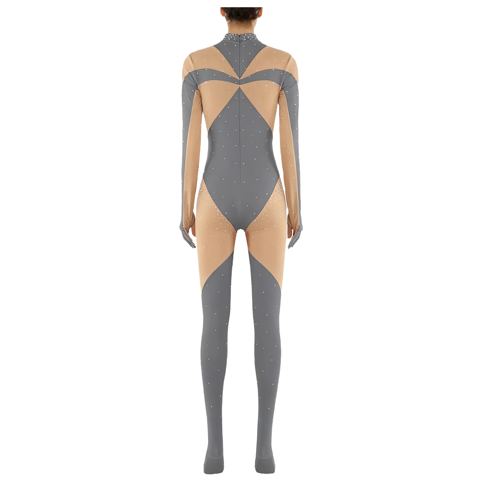 Mulheres ginástica rítmica acrobacia dança unitards de corpo inteiro contraste cor macacão completo para patinação artística yoga ballet dança