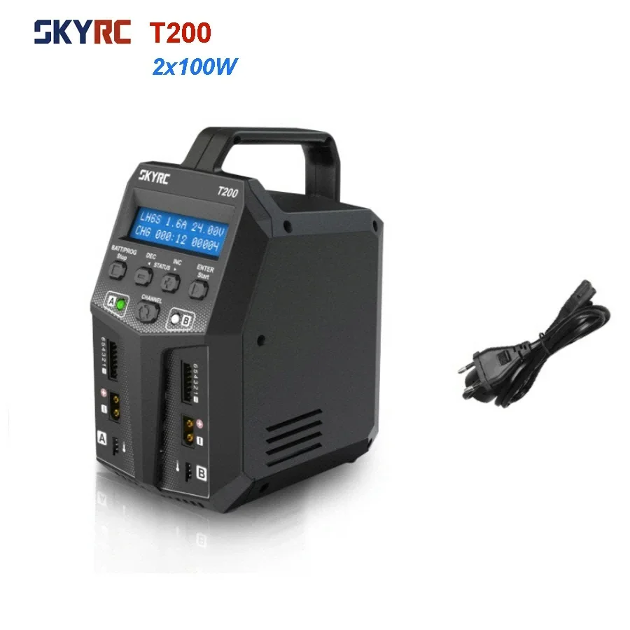 SKYRC T200 Dual Channel Balance Charger 2×100W 12A AC DC Dual Input for 1-6S LiPo LiHV LiFe LiIon RC Battery