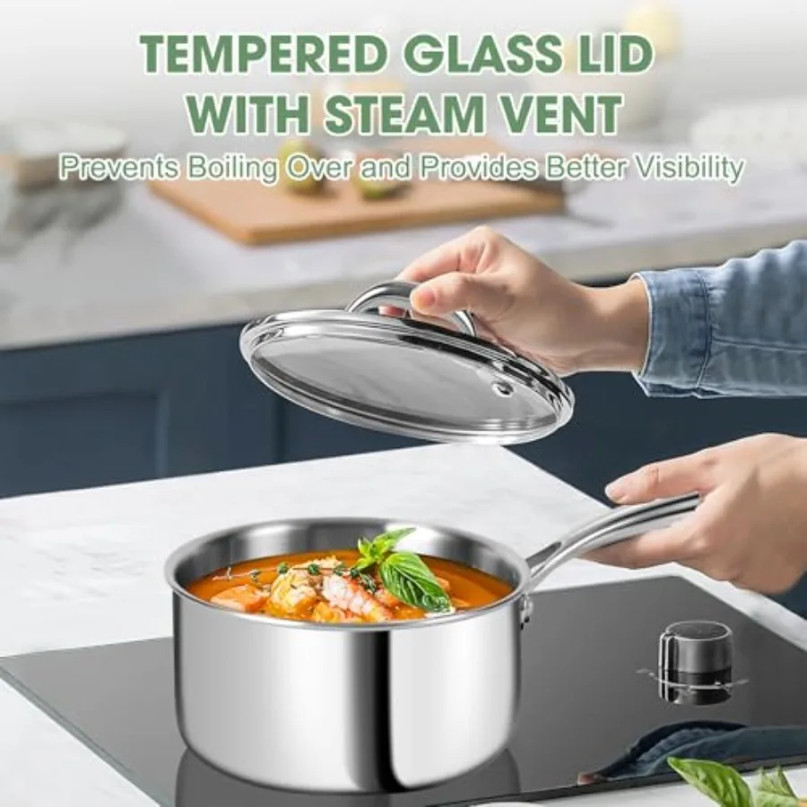 3-слойный набор посуды из нержавеющей стали, 11 предметов с крышками для домашнего использования на кухне, нетоксичный, совместимый с индукционной плитой, духовкой и