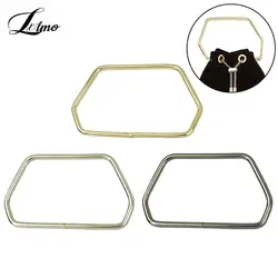 Forte hexagonal trapézio alça de metal para bolsas de bagagem ferragem diy saco acessório caixa de presente cinta ouro prata bolsa quadro