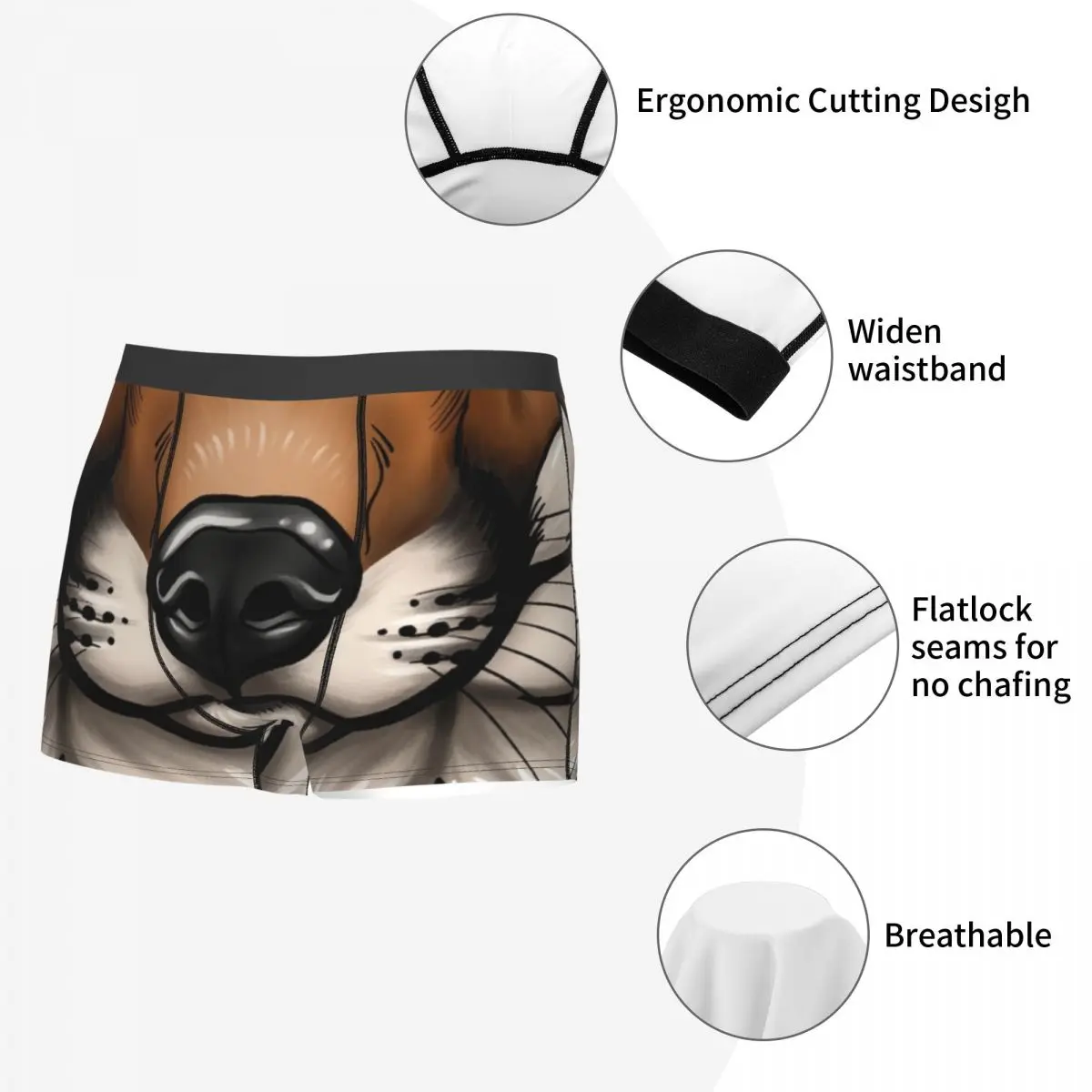 Red Fox Boxer Shorts Men 3D Print Male Stretch Red Fox Face Furry Animal Underwear Panties Briefs