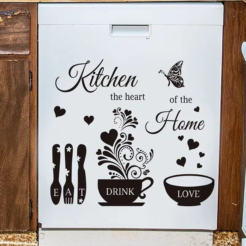 1pc, Kitchen English Wall Sticker, High-End Wall Decoration, PVC Self-Adhesive Removable, Suitable for Bedroom, Living Room, Din