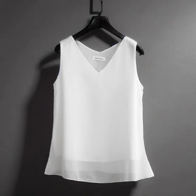 New Arrival Casual Shirt Chiffon Vest Female Summer New Sleeveless Halter T-shirt V-neck Blouse Loose Inside Cover Bellies