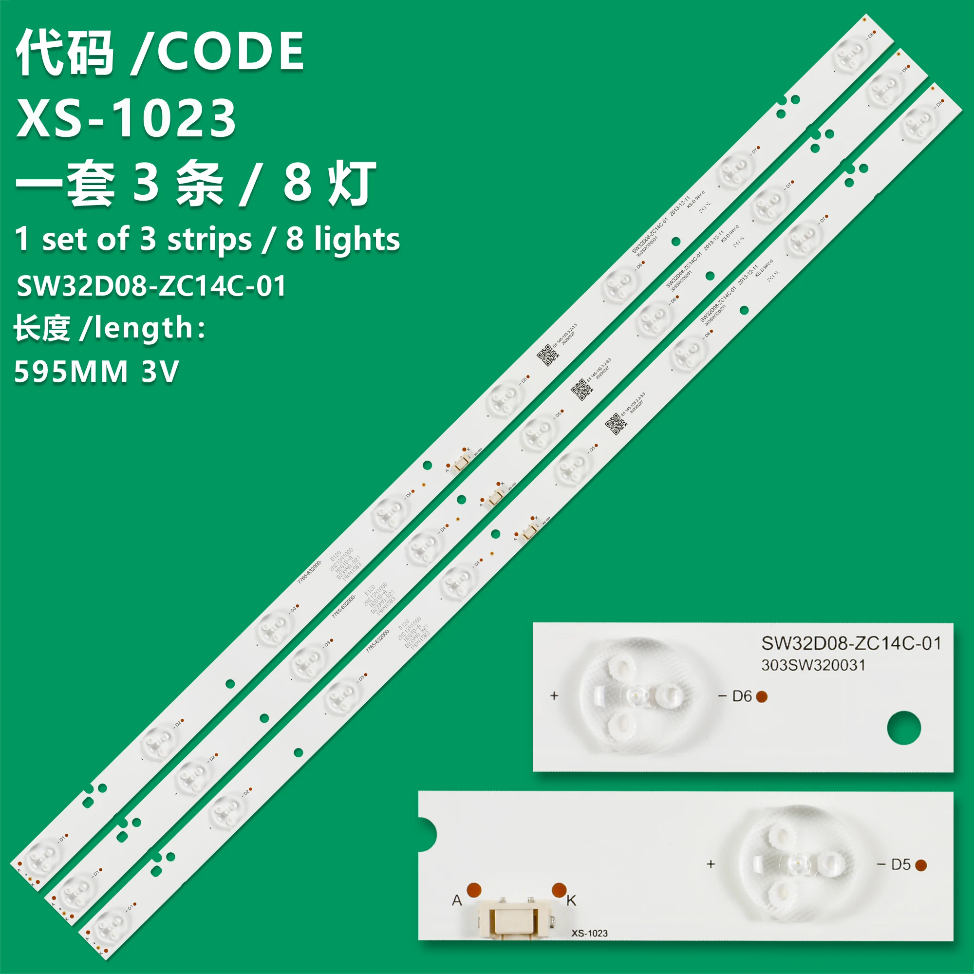 

KIT3 Backlight Strip for Dl3277i (a) 32E350E 32E320W 32E360E 32E5DHR 32E310C YE-32E36S 32e36 32_3x8 303SW320031 SW32D08-ZC14C-01