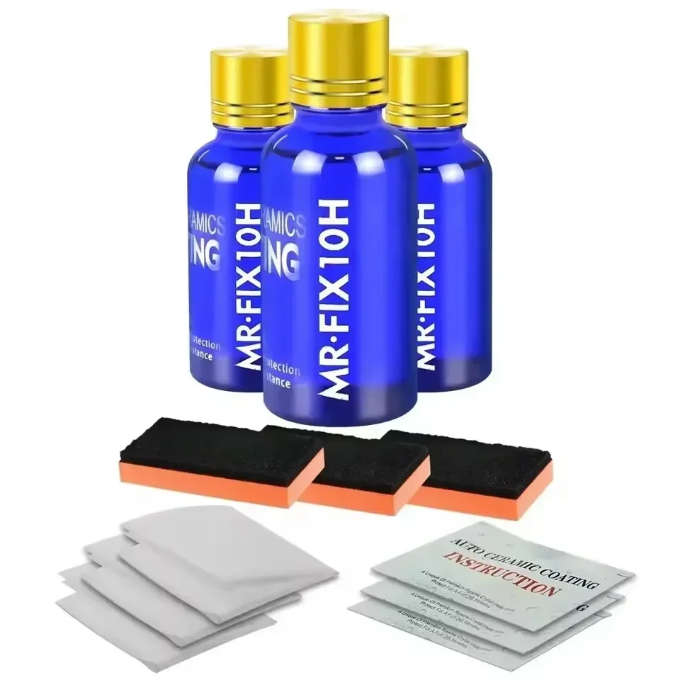 

3PCS 10H Ceramic Coating Polishing Wax Super Hydrophobic Paint Care Durability Anti-Corrosion Plated Crystal Car Liquid Glass