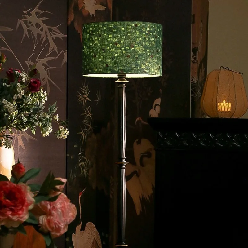 Floor lamp, French medieval ambient light retro green premium study home living room bedroom