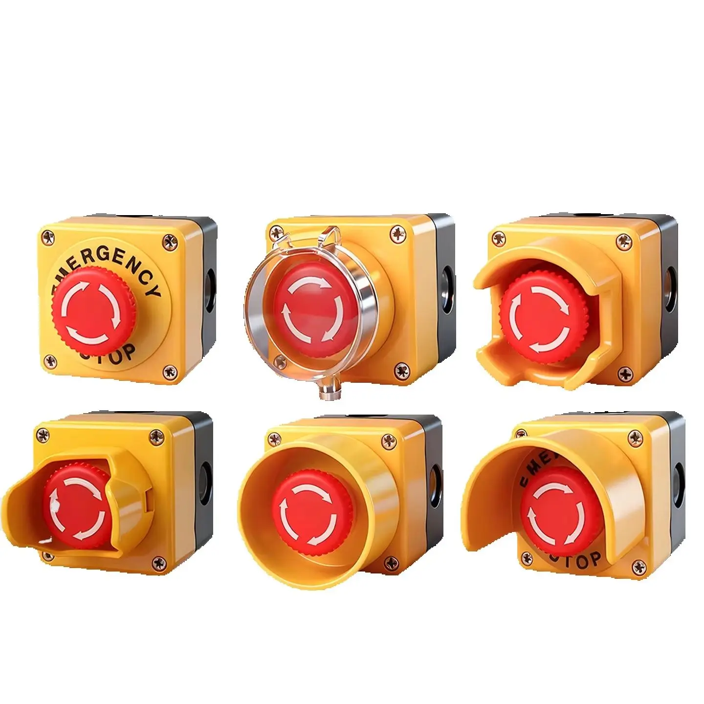Button switch control box single button opening 22mm elevator emergency stop start waterproof protection box self-locking