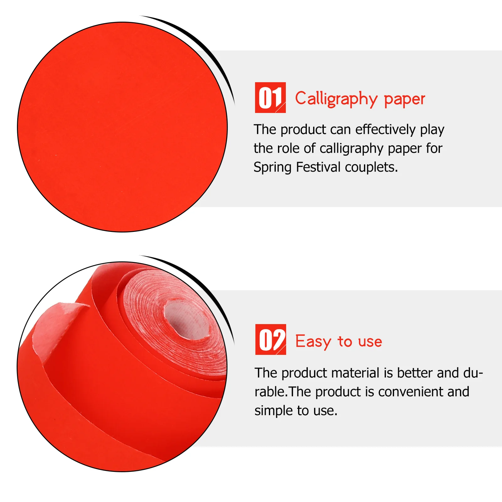 

1 Roll Thickened Xuan Paper Bamboo Pulp Safe For Ink Calligraphy Diy Red Scroll Paper New Year Spring Festival