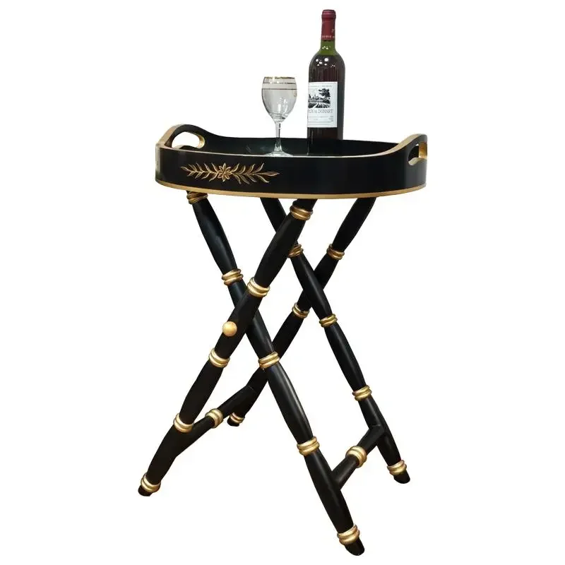 

yj7 Wheel rotating living room balcony small tea table display stand mini small coffee table retro