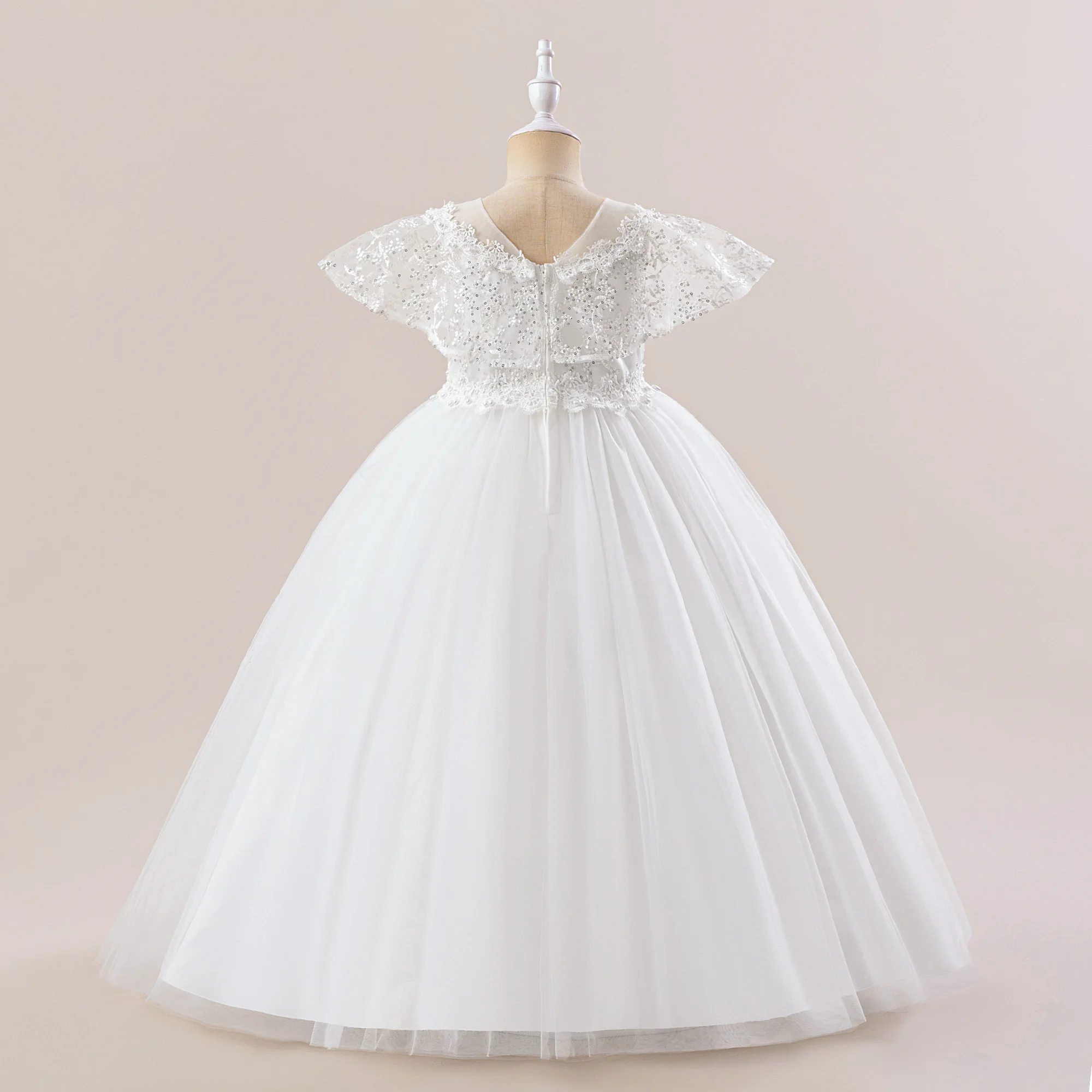 Elegant White Bridesmaid Long Dresses for Girls Wedding Gown Ceremony Flower Party Dresses First Communion Evening Kids Clothing