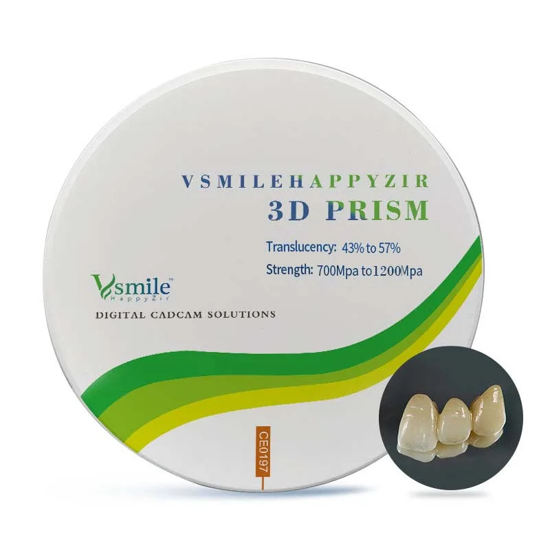 

Vsmile Dental Material Zirconia Multilayer Block 3D Prism 98mm for Cad Cam Dental Lab use to Make Dental Crowns and Bridge