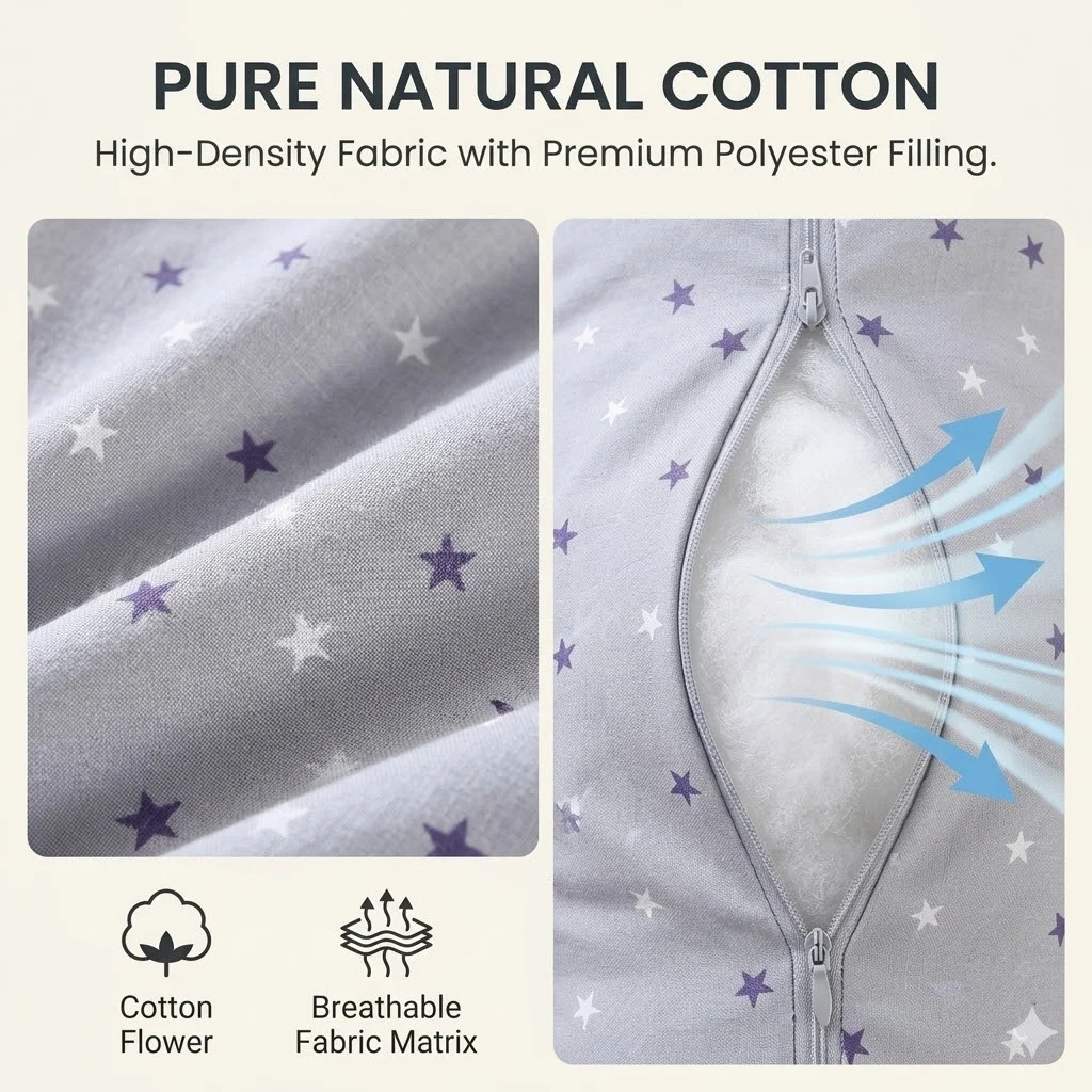 Pregnancy Pillow for Side Sleeping, 100% Cotton U-Shaped Body Pillow for Maternity Back Belly Support, Removable Washable Cover