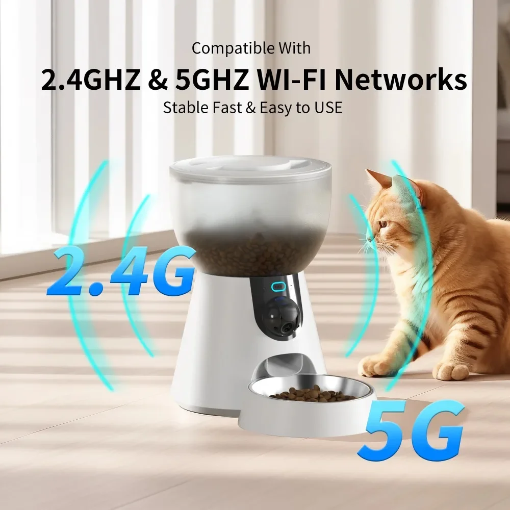 Petwant 4L Automatic Cat Feeder with Camera 3Million Pixels 1080P HD Video Night Vision Smart Cat Dog Food Dispenser Accessories